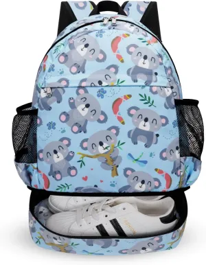 Dry Wet Gym Backpack with Shoe Compartment for Women Men Packable Anti-Water Sports Bag for Swimming Beach Yoga Travel, Koala
