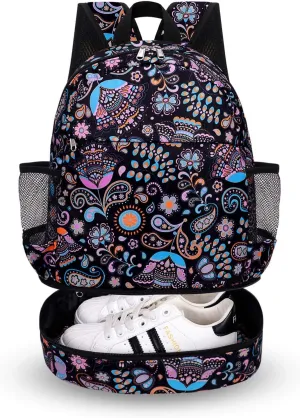 Dry Wet Gym Backpack with Shoe Compartment for Women Men Packable Anti-Water Sports Bag for Swimming Beach Yoga Travel, Paisley