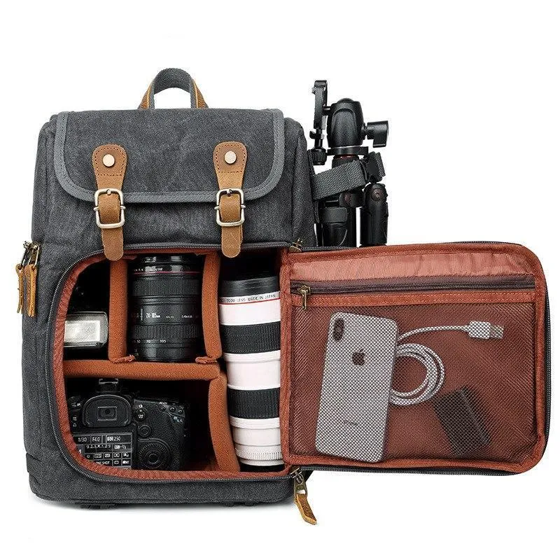 Durable Canvas Camera Bag with Padded Compartments