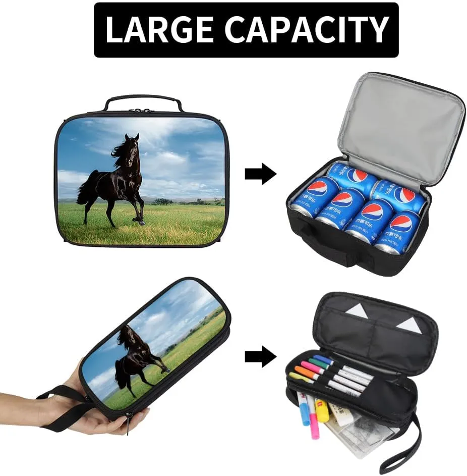 Durdable Students School Backpack Children Travel Bookbag Lunch Bag Pencil Case for Boys Girls