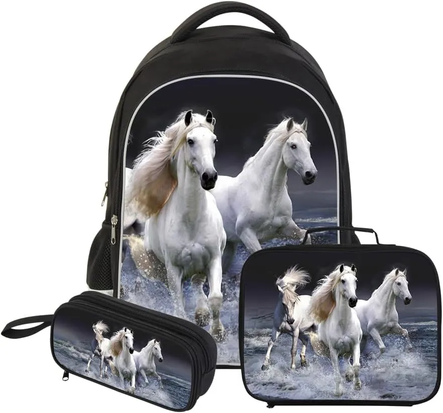 Durdable Students School Backpack Children Travel Bookbag Lunch Bag Pencil Case for Boys Girls