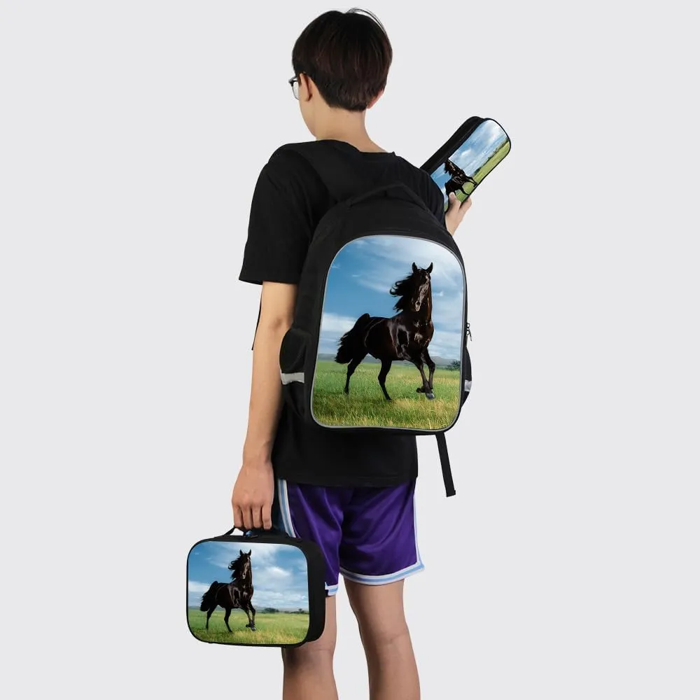 Durdable Students School Backpack Children Travel Bookbag Lunch Bag Pencil Case for Boys Girls