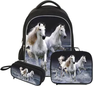 Durdable Students School Backpack Children Travel Bookbag Lunch Bag Pencil Case for Boys Girls