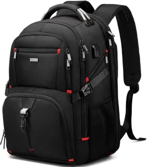 DUSLANG 50L Travel Laptop Backpack for Men Women, Extra Large Heavy Duty Big Carry on Backpack for Weekend Airline Approved Fits 17 Inch Computer, Black