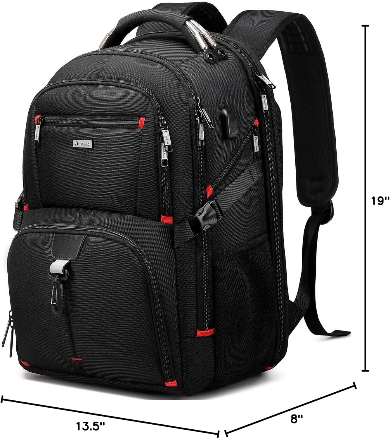 DUSLANG 50L Travel Laptop Backpack for Men Women, Extra Large Heavy Duty Big Carry on Backpack for Weekend Airline Approved Fits 17 Inch Computer, Black