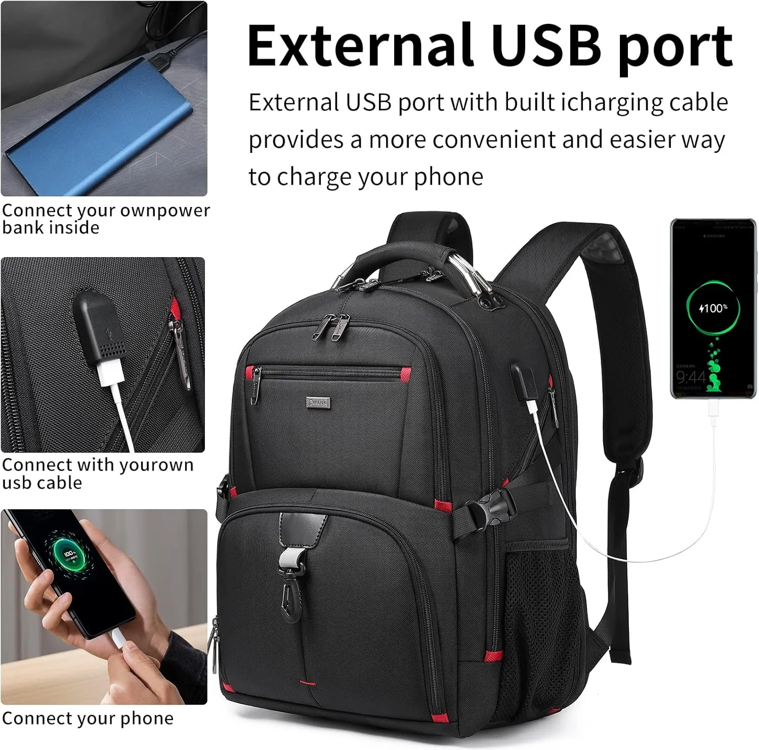 DUSLANG 50L Travel Laptop Backpack for Men Women, Extra Large Heavy Duty Big Carry on Backpack for Weekend Airline Approved Fits 17 Inch Computer with shoes storage bag, Black