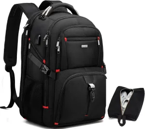 DUSLANG 50L Travel Laptop Backpack for Men Women, Extra Large Heavy Duty Big Carry on Backpack for Weekend Airline Approved Fits 17 Inch Computer with shoes storage bag, Black