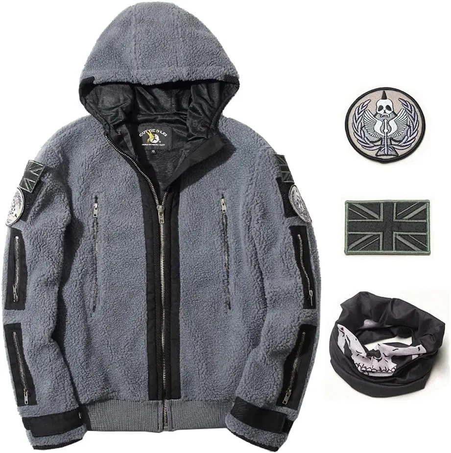 Duty Call Cosplay Costume Simon Riley Fleece Hoodies Jacket TF 141 Ghost Team Uniform With Armbands Face Scarf