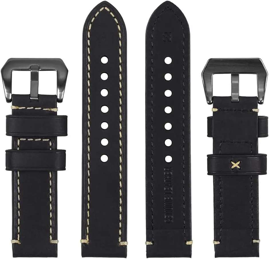 EACHE Leather Watch Bands for Men,Vintage Crazy Horse Leather & Vegetable Tanned Leather & Oil Waxed Thick Leather Watch Bands 20mm 22mm 24mm 26mm