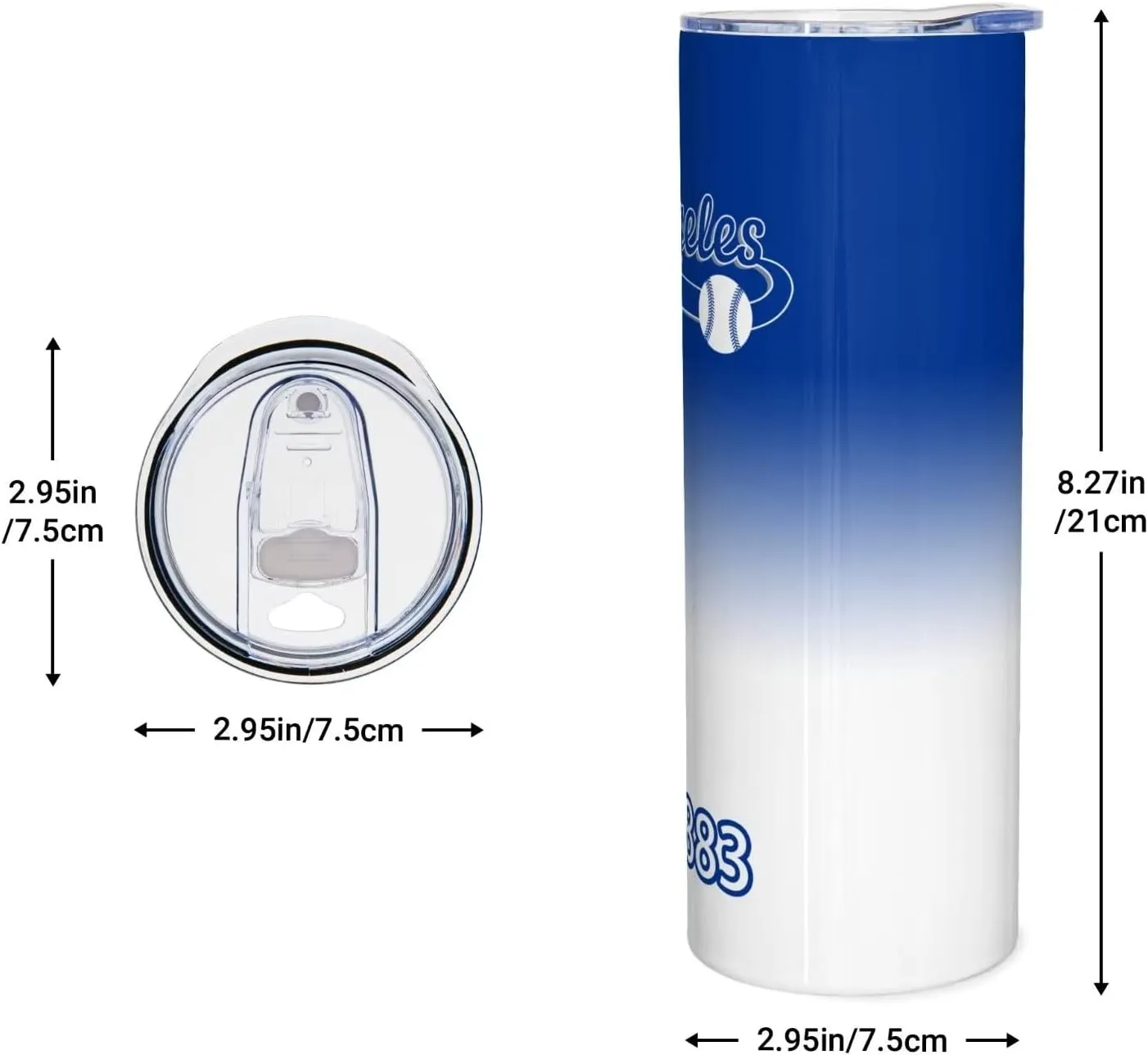 EBBUGAS Los Angeles EST 1883 Tumblers 20oz Straight Skinny Car Cups Sports Travel Coffee Mug, Stainless Steel, Insulated,Classic Collection Gifts for Men Women Fans.