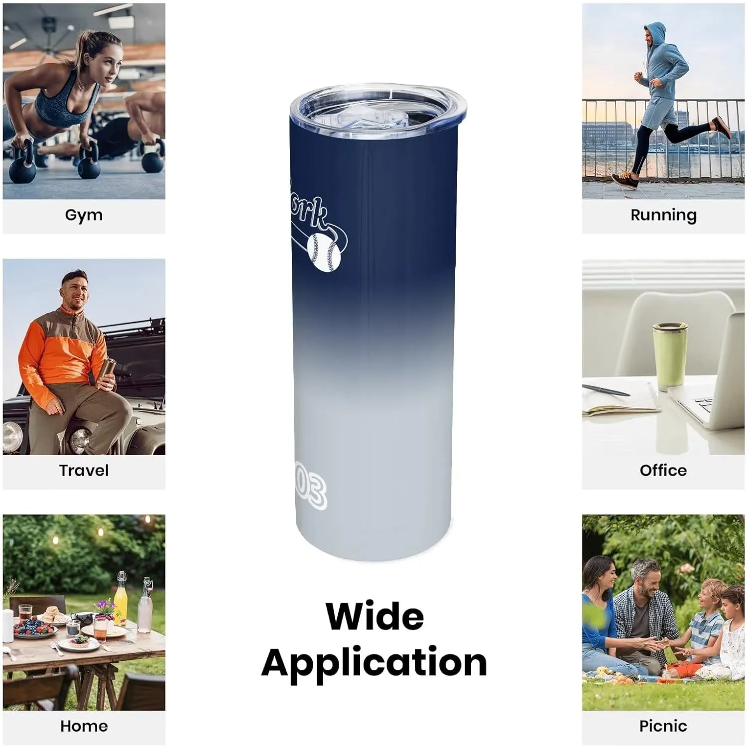 EBBUGAS New York EST 1903 Tumblers 20oz Straight Skinny Car Cups Sports Travel Coffee Mug, Stainless Steel, Insulated,Classic Collection Gifts for Men Women Fans.