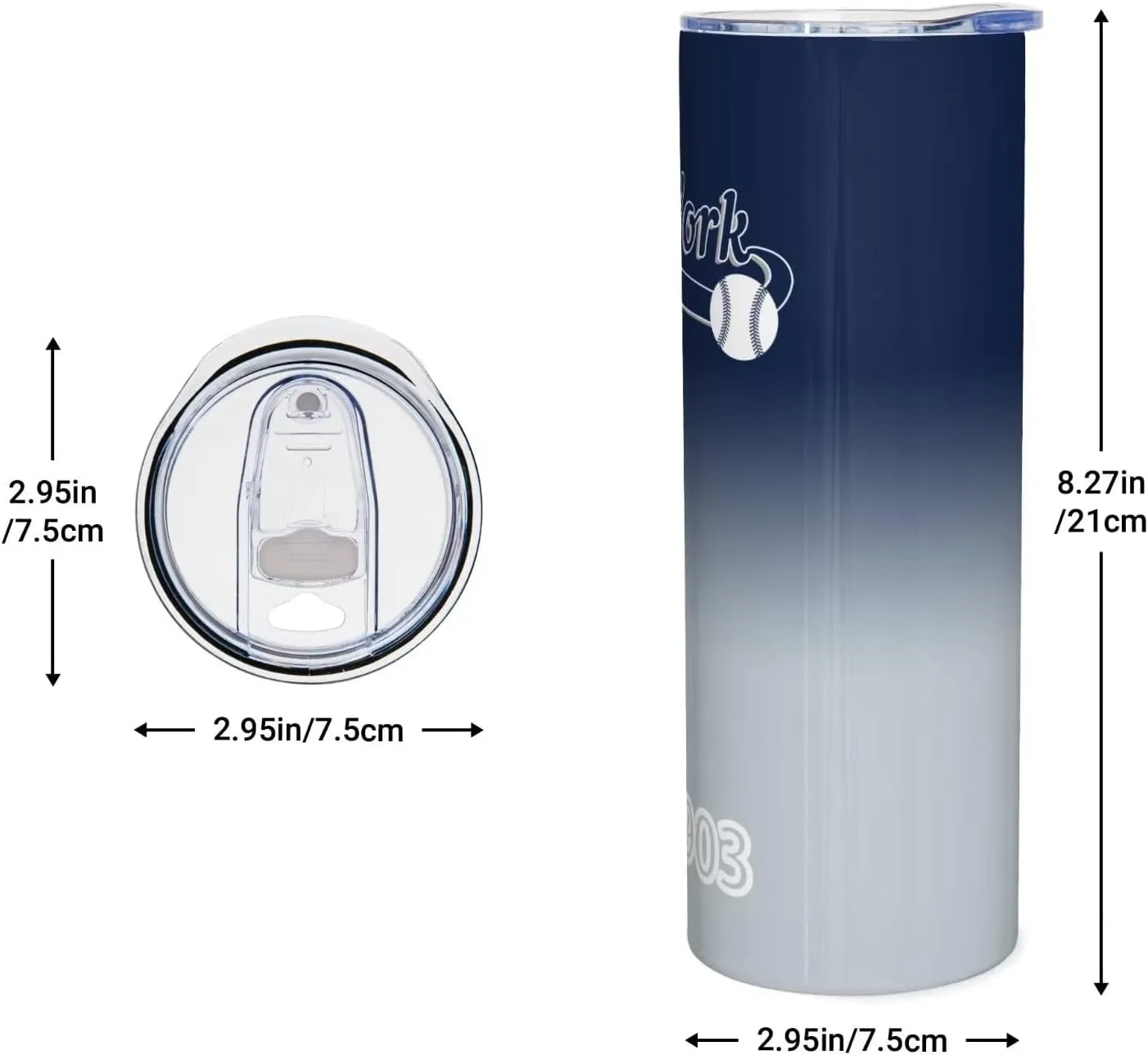 EBBUGAS New York EST 1903 Tumblers 20oz Straight Skinny Car Cups Sports Travel Coffee Mug, Stainless Steel, Insulated,Classic Collection Gifts for Men Women Fans.