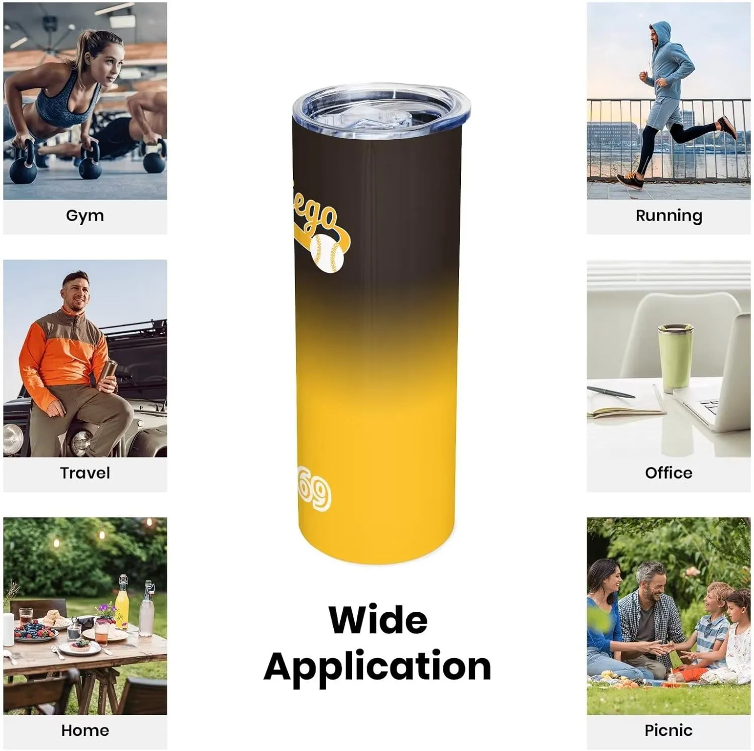 EBBUGAS San Diego EST 1969 Tumblers 20oz Straight Skinny Car Cups Sports Travel Coffee Mug, Stainless Steel, Insulated,Classic Collection Gifts for Men Women Fans.