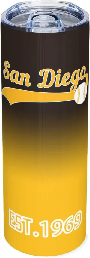 EBBUGAS San Diego EST 1969 Tumblers 20oz Straight Skinny Car Cups Sports Travel Coffee Mug, Stainless Steel, Insulated,Classic Collection Gifts for Men Women Fans.
