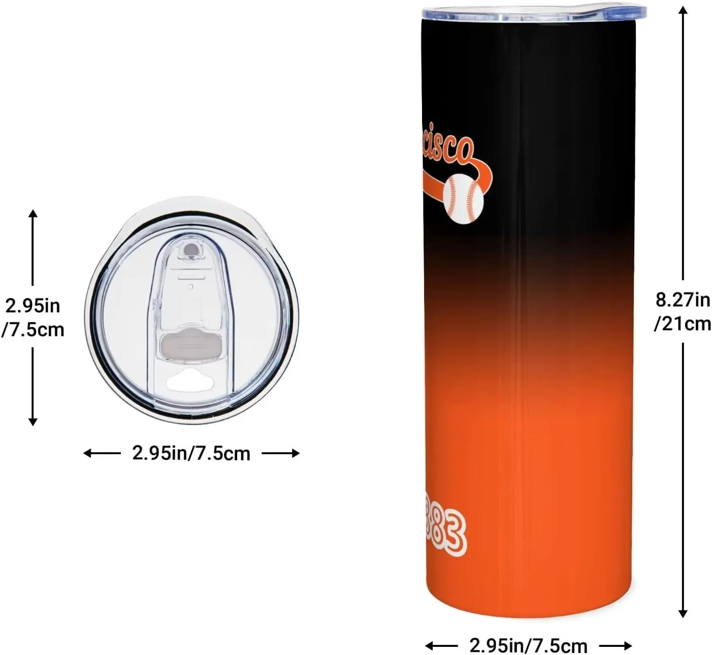 EBBUGAS San Francisco EST 1883 Tumblers 20oz Straight Skinny Car Cups Sports Travel Coffee Mug, Stainless Steel, Insulated,Classic Collection Gifts for Men Women Fans.