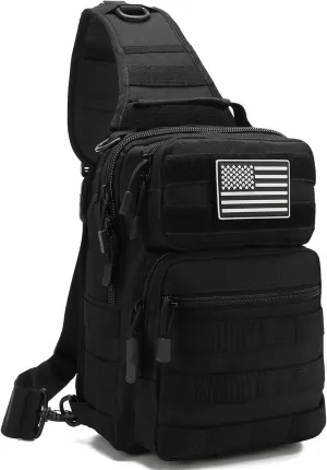 EDC Sling Bag Tactical Shoulder Sling Bag Small Military Crossbody Pack Tactiacal Backpack Rover Chest Bag Pack (Black)