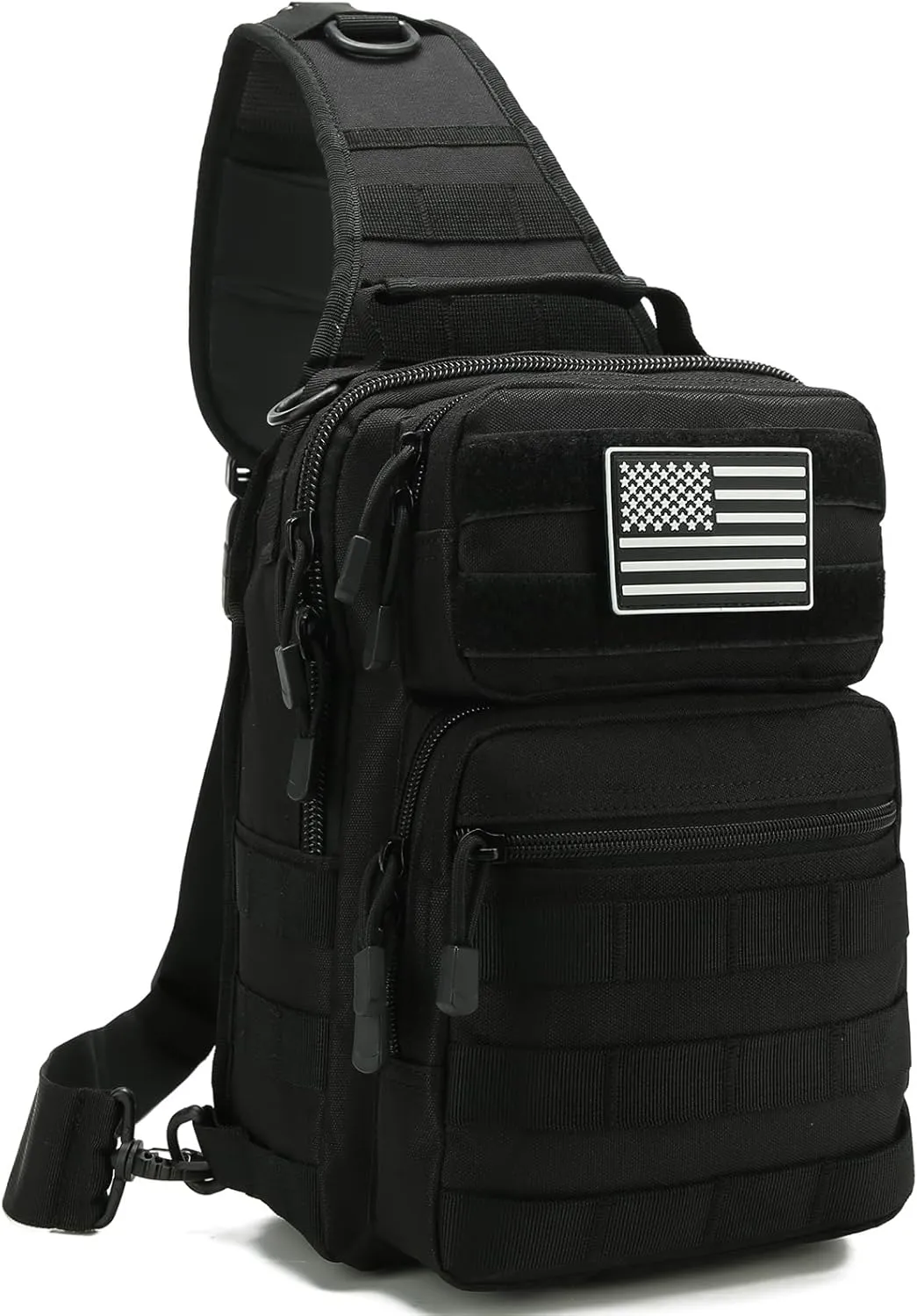 EDC Sling Bag Tactical Shoulder Sling Bag Small Military Crossbody Pack Tactiacal Backpack Rover Chest Bag Pack (Black)