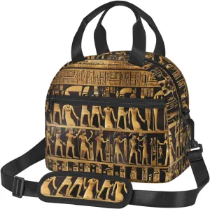 Egypts Hieroglyphics Insulated Lunch Bag With Adjustable Shoulder Strap, Cooler Lunch Tote Bag For Women