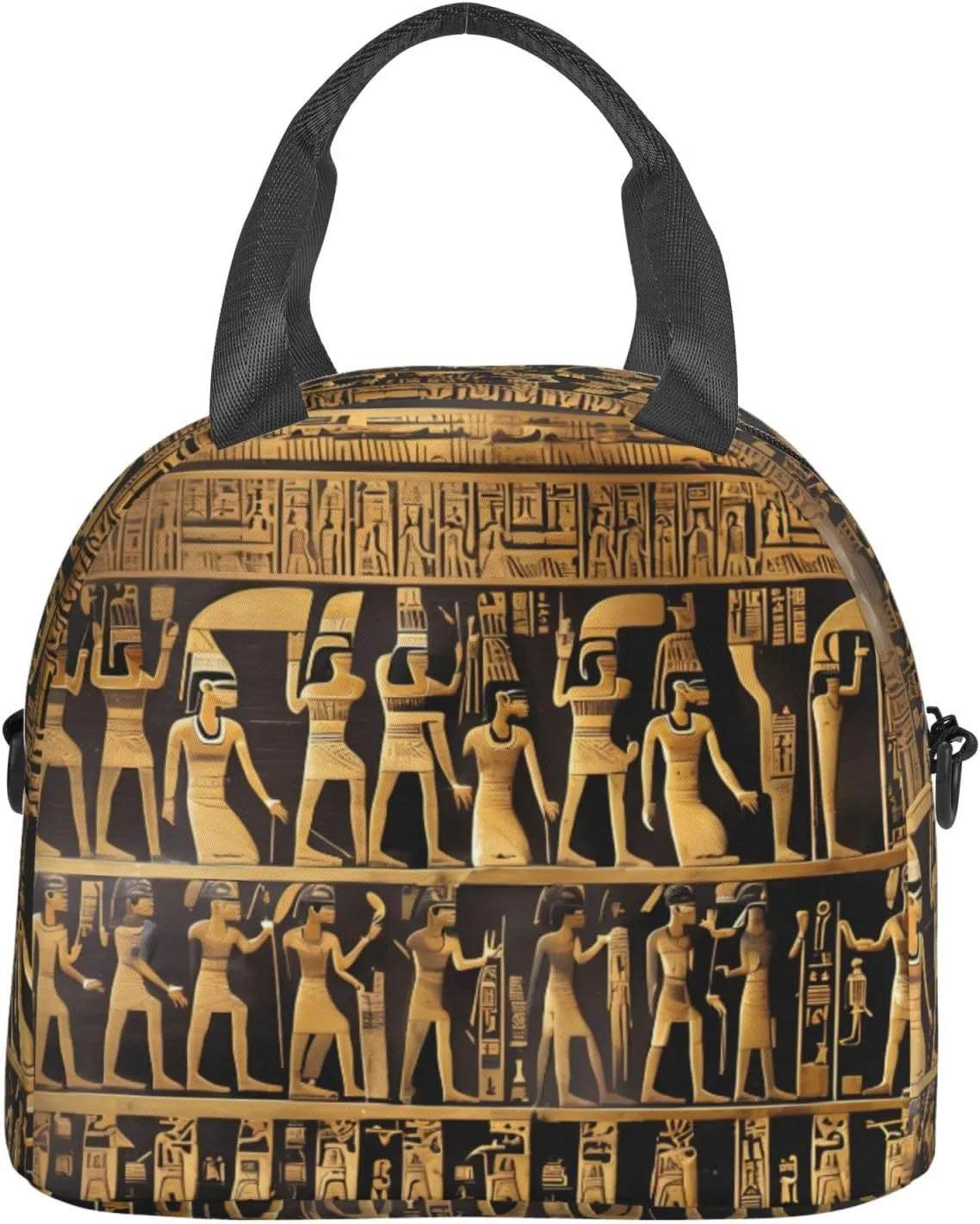 Egypts Hieroglyphics Insulated Lunch Bag With Adjustable Shoulder Strap, Cooler Lunch Tote Bag For Women