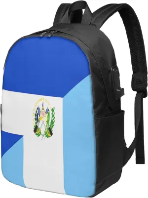 El Salvador Guatemala Guatemalan Flag Laptop Backpacks Travel Backpack Casual Business Daypack Sport Rucksack Computer Bag Fits up to 17 Inch Notebook with USB Port