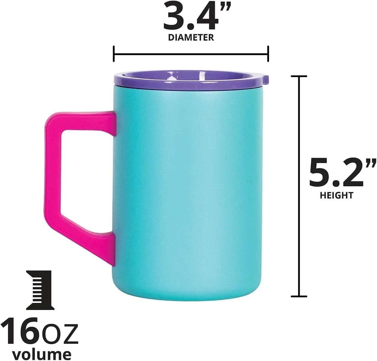 Elemental Insulated Coffee Mug - Triple-Wall Stainless Steel Summit Travel Cup for Hot and Cold Drinks - Thermal Coffee Mug with Lid and Handle for Camping, Office & Trave 16oz - Blue Tie Dye