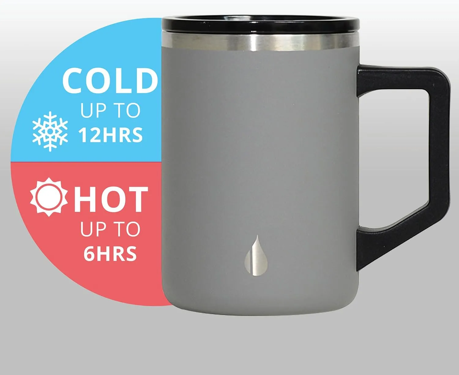 Elemental Insulated Coffee Mug - Triple-Wall Stainless Steel Summit Travel Cup for Hot and Cold Drinks - Thermal Coffee Mug with Lid and Handle for Camping, Office & Travel 16oz - Graphite