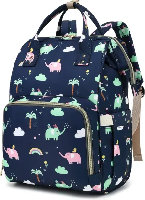 Elephant Baby Diaper Bag Backpack for Girls Boys, Waterproof Large Maternity Nappy Bags for Mom