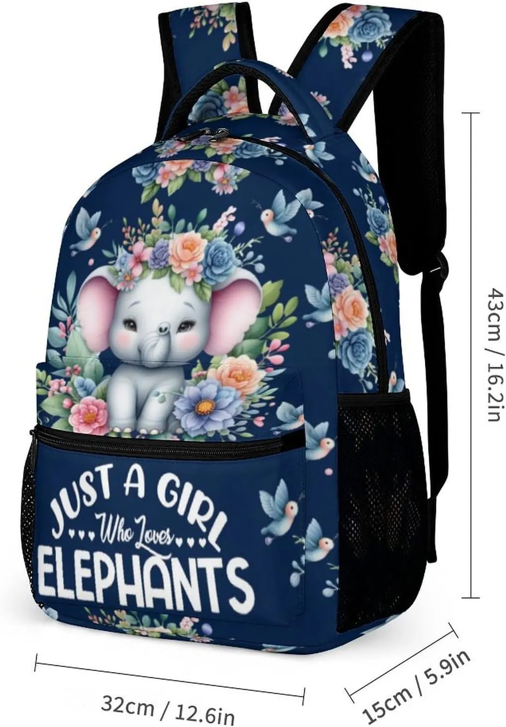 Elephant Backpack with Lunch Box & Pencil Case for Kids Girls Boys School, 16 Inch Cute Elephant Bookbag, School Backpack for Students Children, sustainable, Lightweight, Large Capacity