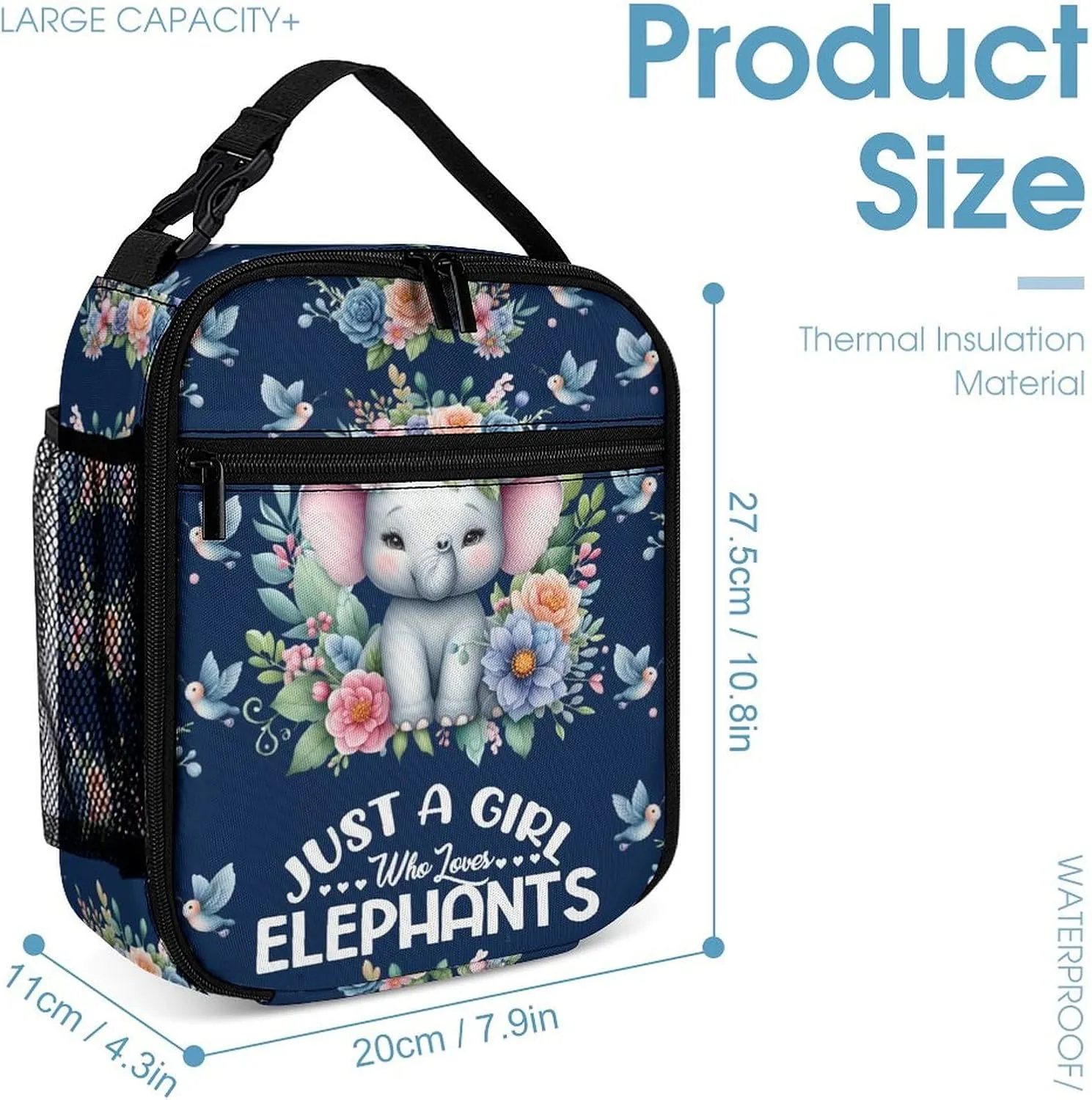 Elephant Backpack with Lunch Box & Pencil Case for Kids Girls Boys School, 16 Inch Cute Elephant Bookbag, School Backpack for Students Children, sustainable, Lightweight, Large Capacity