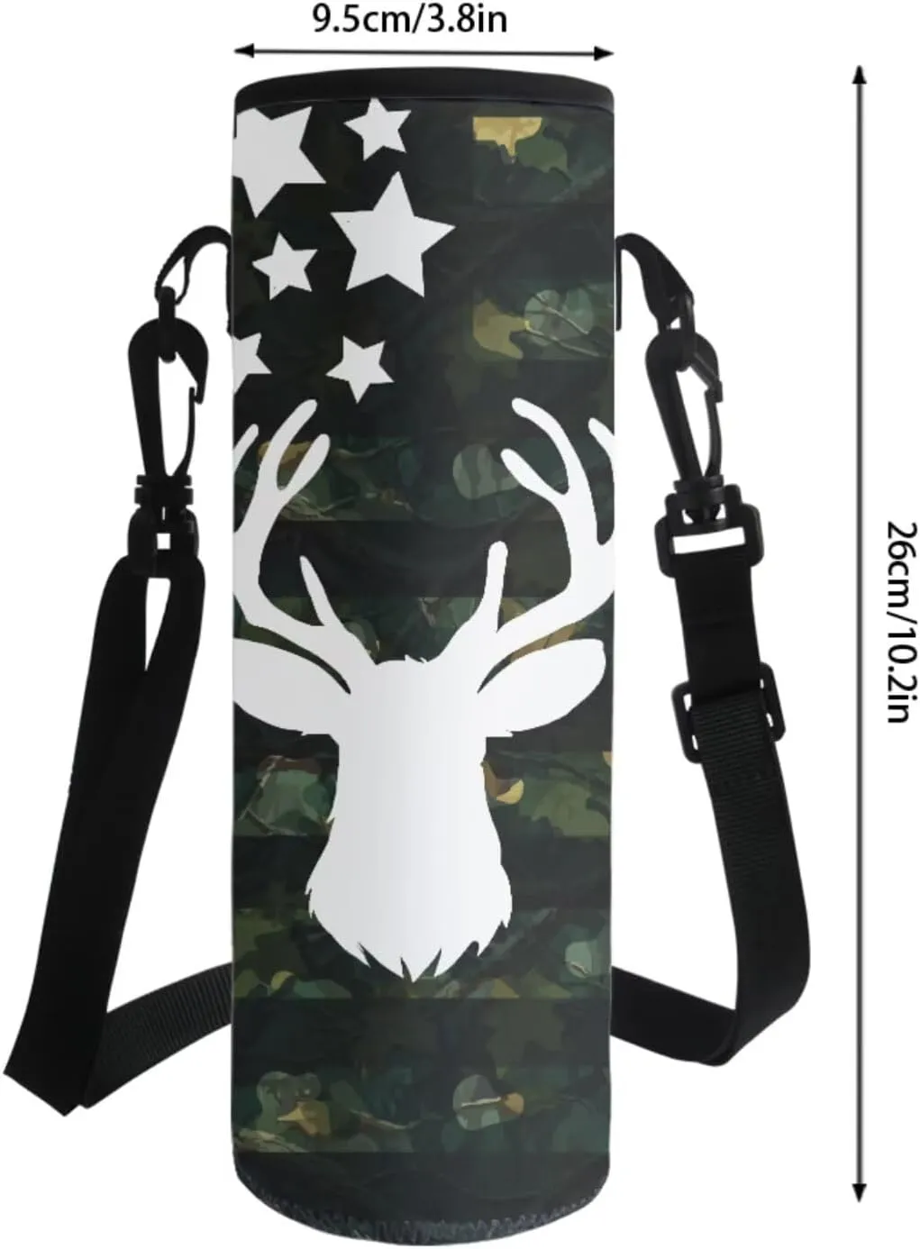 Elk Flag Forest Camo Pattern School Backpack with Lunch Box Pencil Pouch and Water Bottle Holder for Teen Kids Elementary Primary Middle High School Bag Set