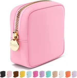 Embla Makeup Bag Travel Cosmetics Pouch and Toiletry Bag, Nylon Zipper Pouch Purse, Cute Make Up Organizer Storage Tote for Women Girls, Travel Skincare Case, Small Makeup Bags, Flamingo Pink