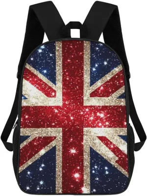 England Shining UK Flag Print Laptop Backpack for Men Women 17 Inch Shoulder Bag Travel Daypack
