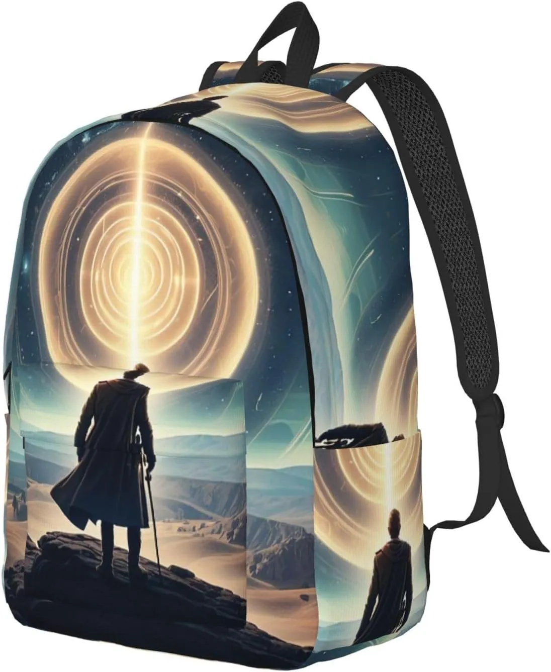 Enigmatic Echoes Print Backpack for Women Men Canvas Lightweight Work Bag for Travel Casual with Side Pocket