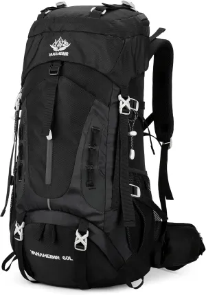 Esup 60L Hiking Backpack Men Camping Backpack with rain cover Lightweight Backpacking Backpack Travel Backpack (Black)