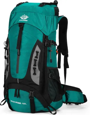 Esup 60L Hiking Backpack Men Camping Backpack with rain cover Lightweight Backpacking Backpack Travel Backpack (Lake Blue)