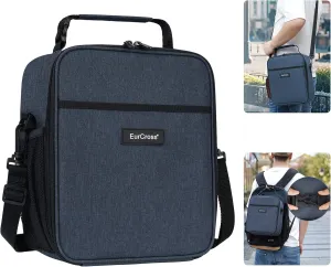 EurCross Blue Lunch Box, Insulated Crossbody Lunch bag with Strap for Work Office Lunch Boxes for Men Lunchbox for Adults