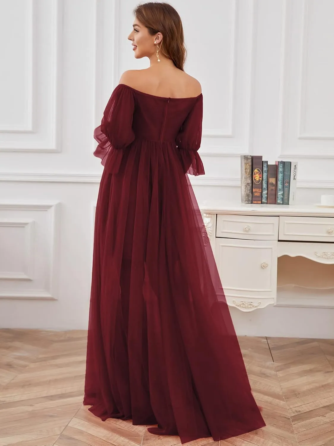 Ever-Pretty Women's Off-Shoulder A-line Tulle Maternity Dress for Baby Shower 20862