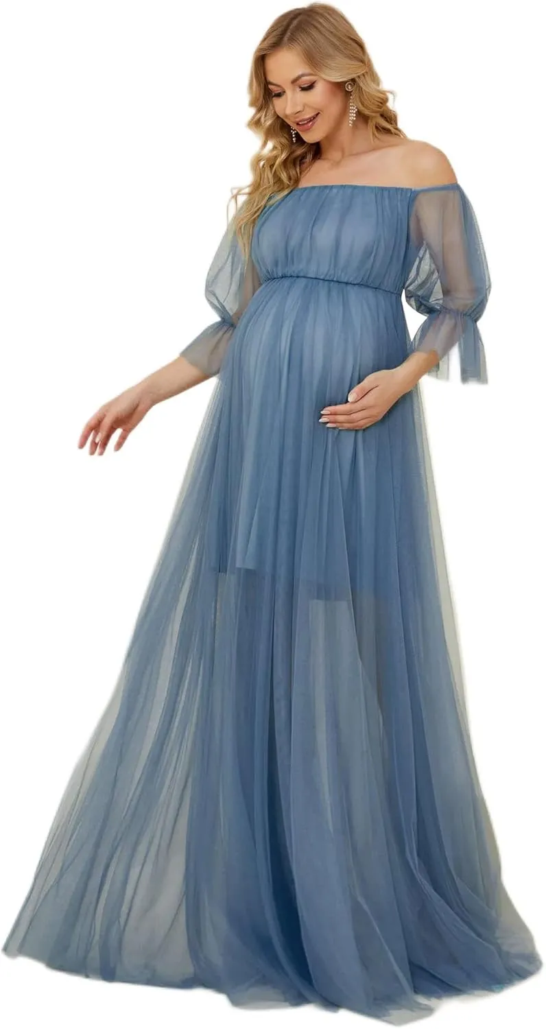 Ever-Pretty Women's Off-Shoulder A-line Tulle Maternity Dress for Baby Shower 20862
