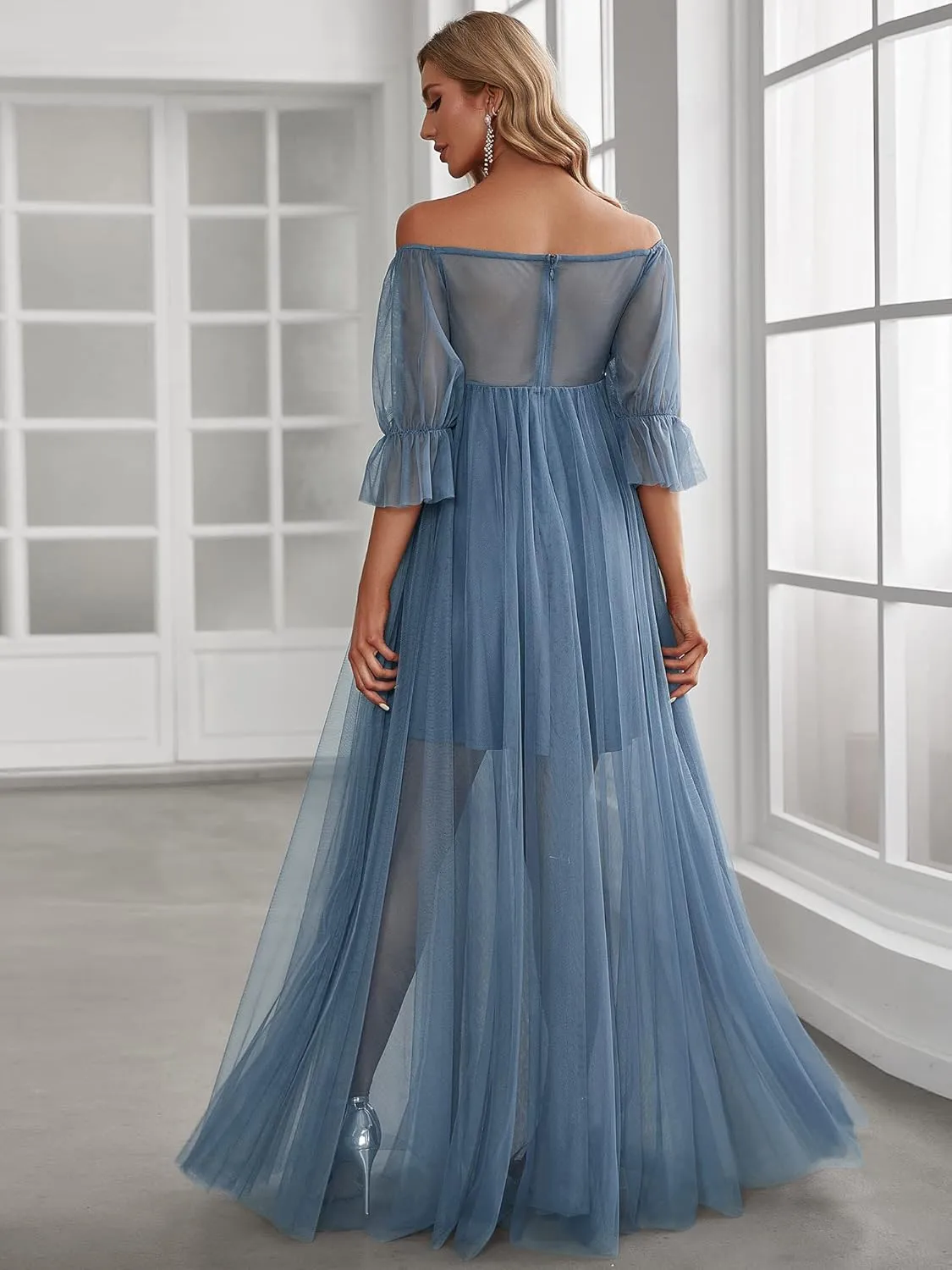Ever-Pretty Women's Off-Shoulder A-line Tulle Maternity Dress for Baby Shower 20862