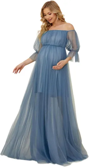 Ever-Pretty Women's Off-Shoulder A-line Tulle Maternity Dress for Baby Shower 20862