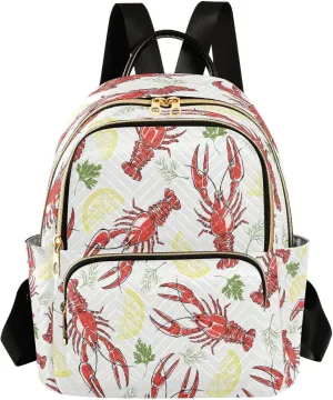 Exnundod Backpack Purse for Women Crayfish Parsley Dill Lemon Slices, Mini Fashion Backpack Lightweight Casual Daypack Shoulder Bag Travel Backpack, Small