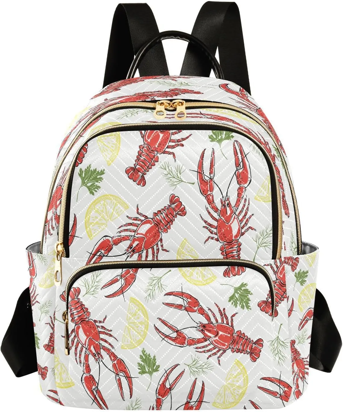 Exnundod Backpack Purse for Women Crayfish Parsley Dill Lemon Slices, Mini Fashion Backpack Lightweight Casual Daypack Shoulder Bag Travel Backpack, Small