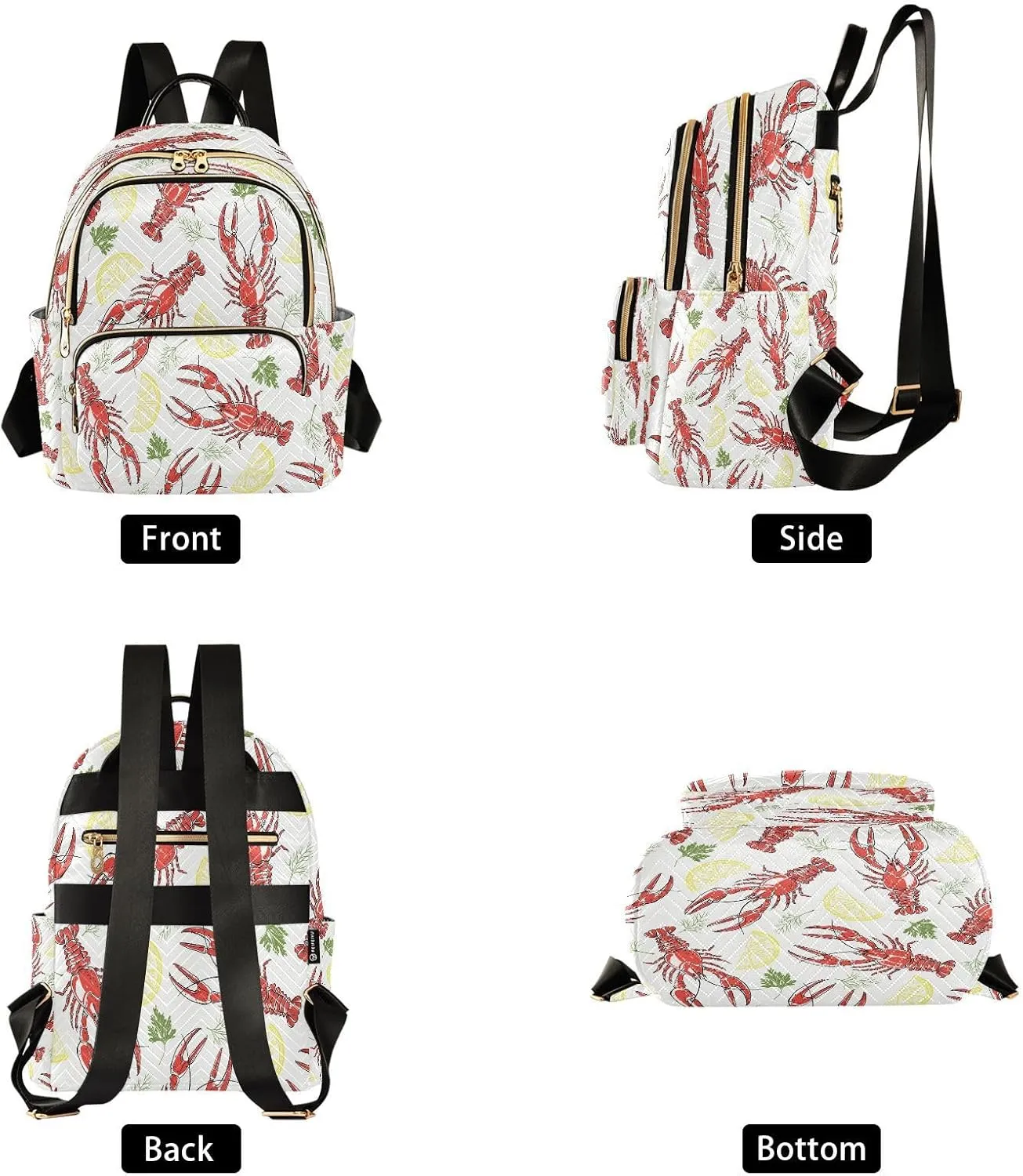 Exnundod Backpack Purse for Women Crayfish Parsley Dill Lemon Slices, Mini Fashion Backpack Lightweight Casual Daypack Shoulder Bag Travel Backpack, Small
