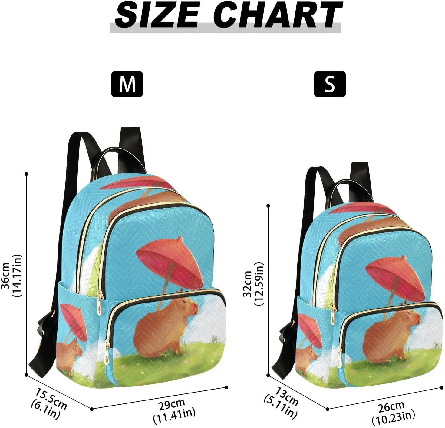 Exnundod Backpack Purse for Women Hillside Capybara Umbrella, Mini Fashion Backpack Cute Lightweight Casual Daypack Shoulder Bag Travel Backpack, Medium