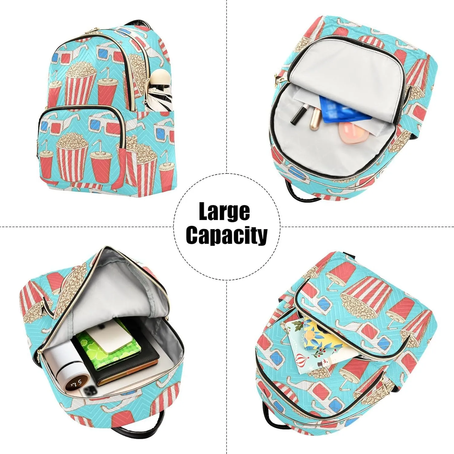 Exnundod Backpack Purse for Women Sketch Cinema Set, Mini Fashion Backpack Vintage Lightweight Casual Daypack Shoulder Bag Travel Backpack, Small