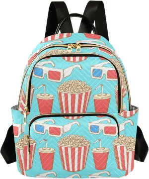 Exnundod Backpack Purse for Women Sketch Cinema Set, Mini Fashion Backpack Vintage Lightweight Casual Daypack Shoulder Bag Travel Backpack, Small