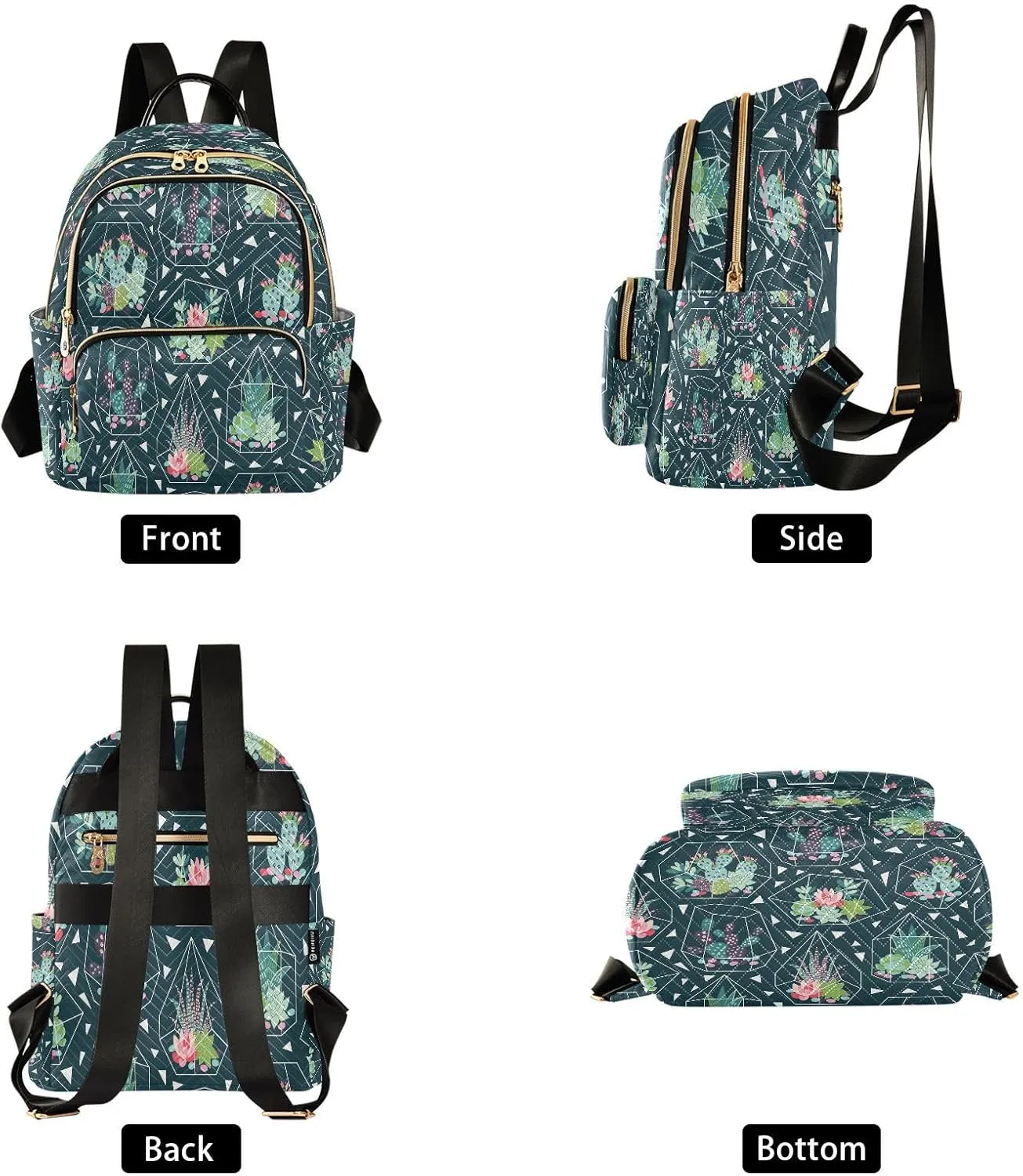 Exnundod Backpack Purse for Women Succulent Plant Cactus Pattern Mini Backpack Casual Backpack Print Travel Daypack,Medium