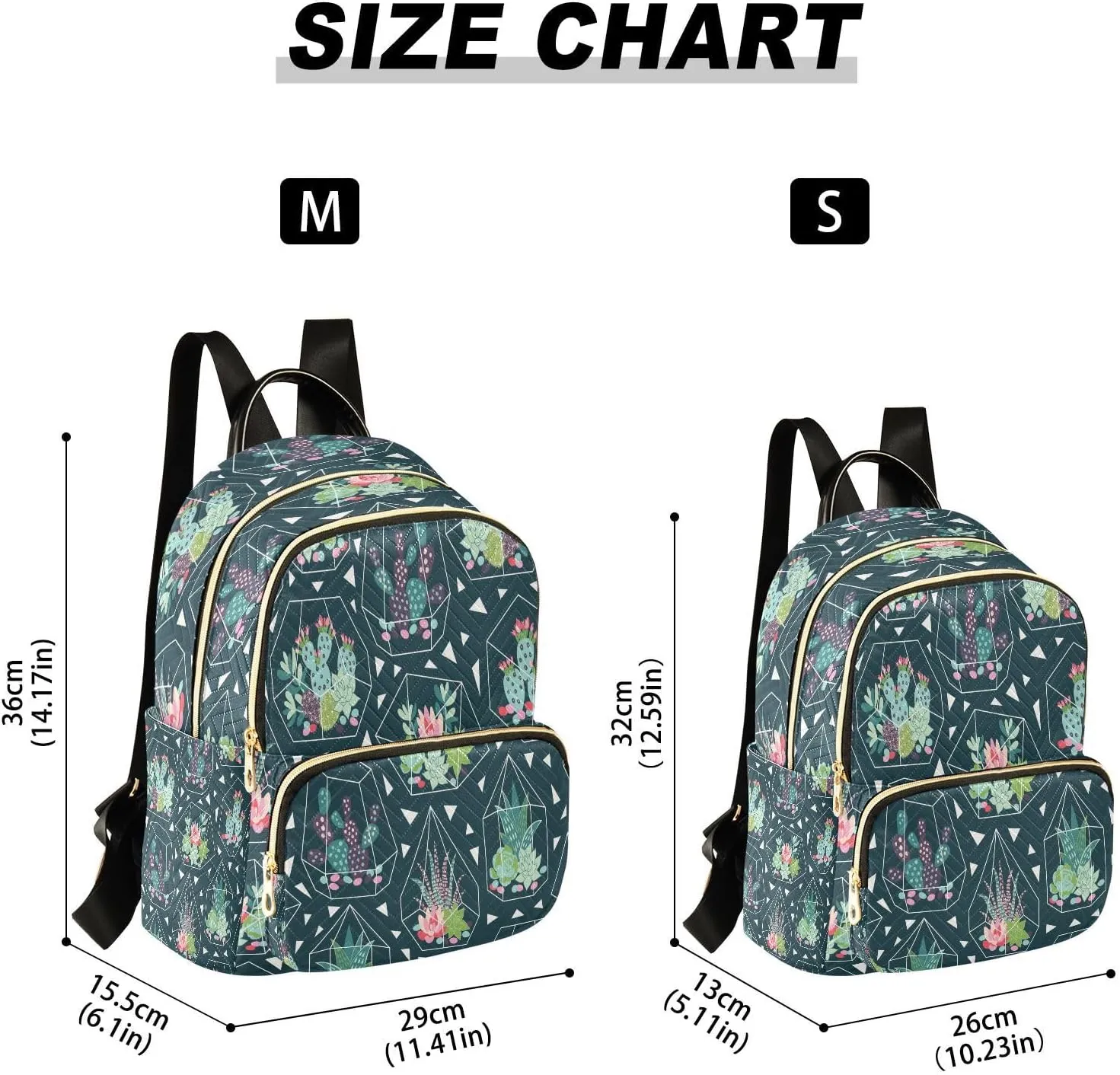 Exnundod Backpack Purse for Women Succulent Plant Cactus Pattern Mini Backpack Casual Backpack Print Travel Daypack,Medium