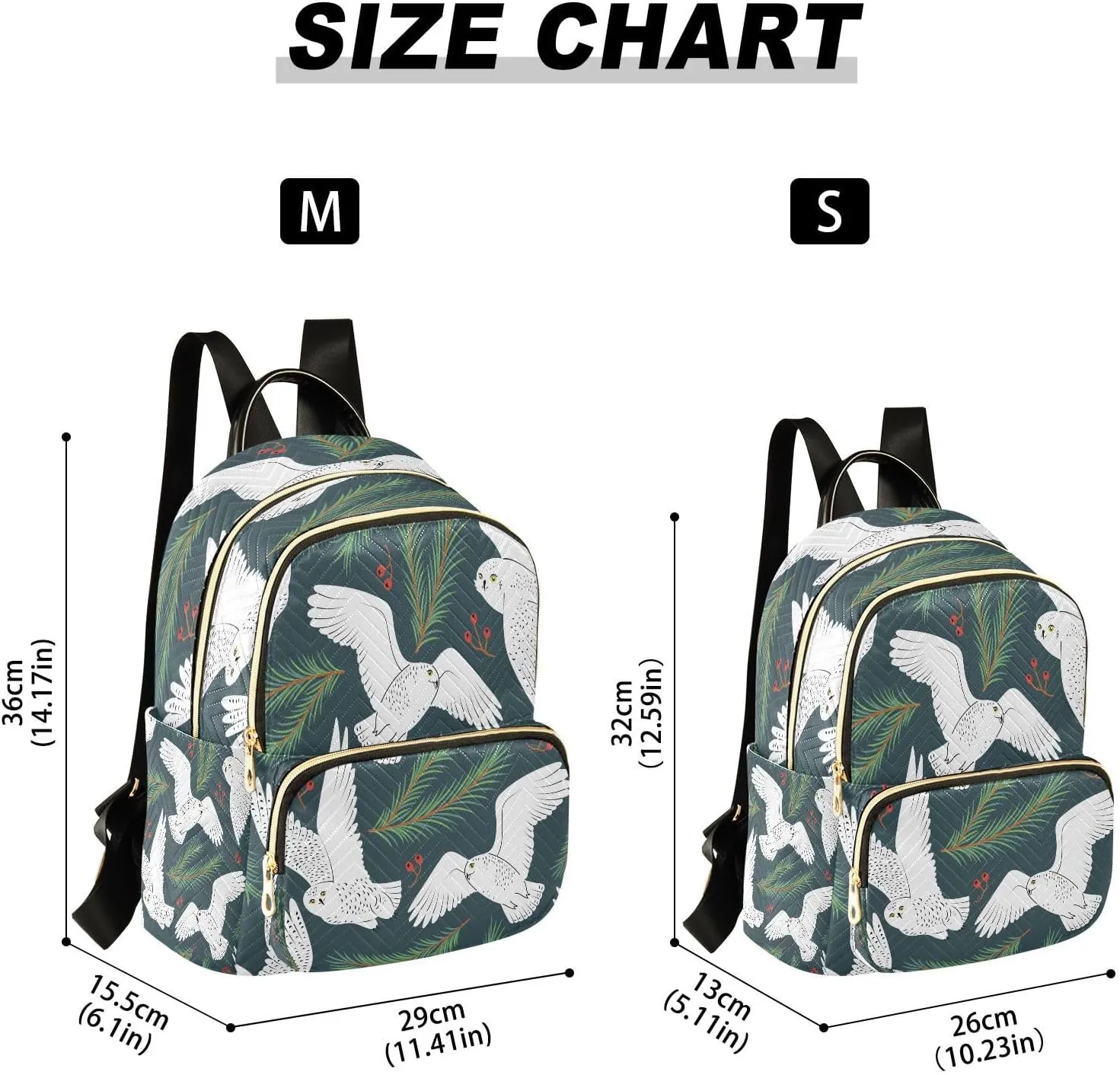 Exnundod Backpack Purse for Women White Owls Spruce Branches Travel Backpack Lightweight Daypack,