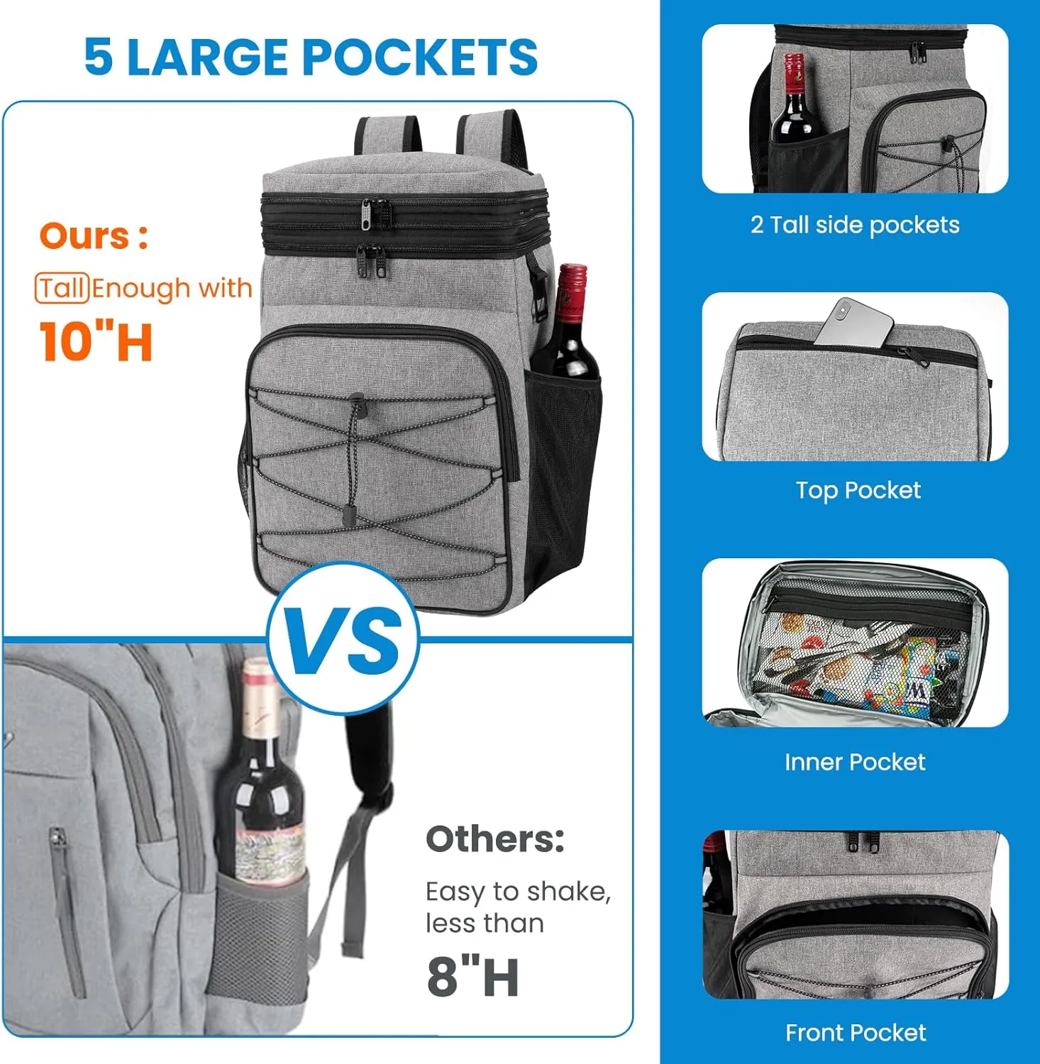 Expandable Backpack Coolers Insulated Leak Proof - 36/48 Cans Double Deck Cooler Backpack Waterproof - Soft Lightweight Portable Cooler Bag for Beach Picnic Camping Men and Women